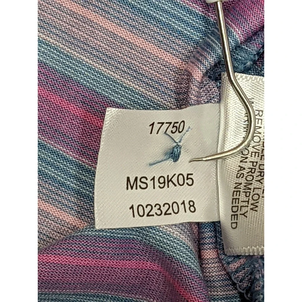 Peter Millar Performance Polo Golf Shirt Blue Pink Stripe Mens Large 100% Cotton